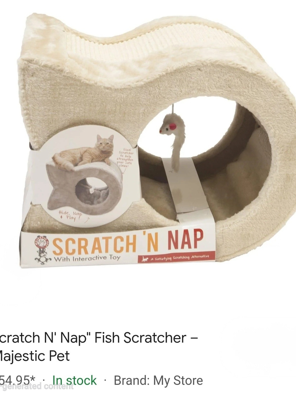 Majestic Scratch 'N Nap Cat Scratcher - Cream